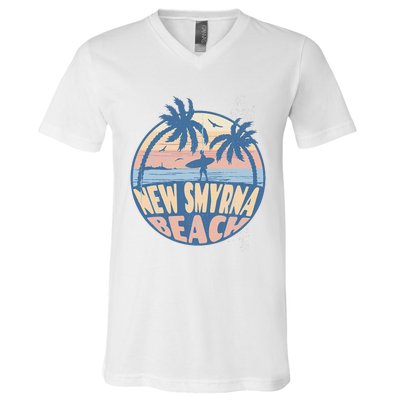 New Smyrna Florida Beach Surf Summer Vacation Vintage V-Neck T-Shirt