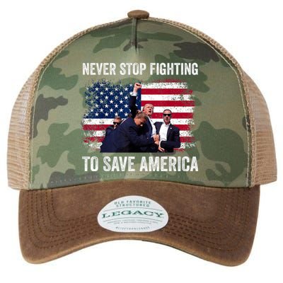 Never Stop Fighting To Save America Legacy Tie Dye Trucker Hat