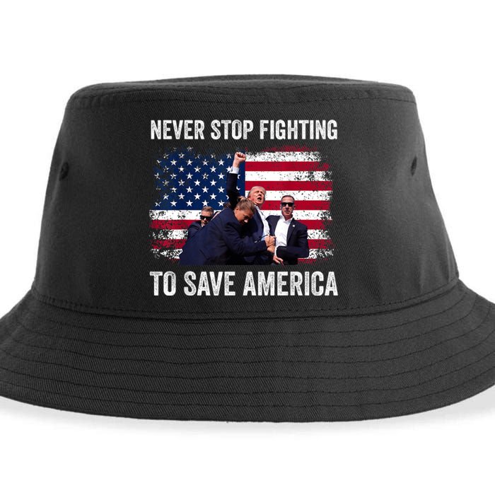 Never Stop Fighting To Save America Sustainable Bucket Hat