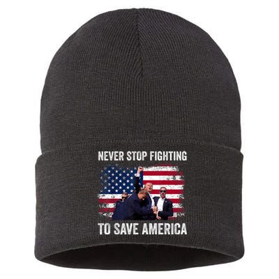 Never Stop Fighting To Save America Sustainable Knit Beanie