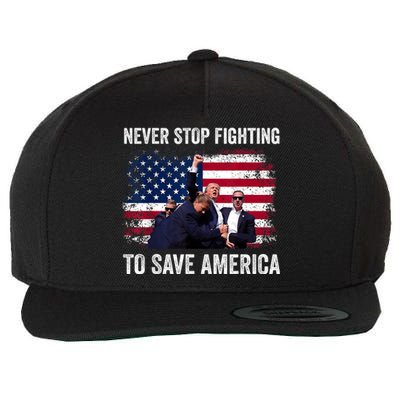 Never Stop Fighting To Save America Wool Snapback Cap