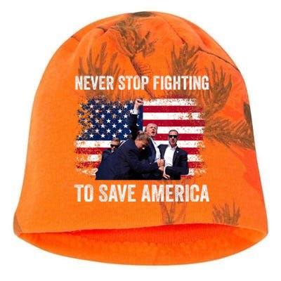 Never Stop Fighting To Save America Kati - Camo Knit Beanie