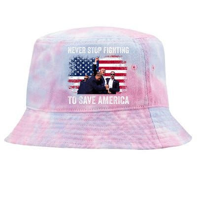 Never Stop Fighting To Save America Tie-Dyed Bucket Hat