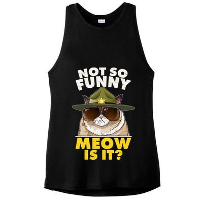 Not So Funny Meow Is It Grumpy Cat Police Trooper Ladies PosiCharge Tri-Blend Wicking Tank