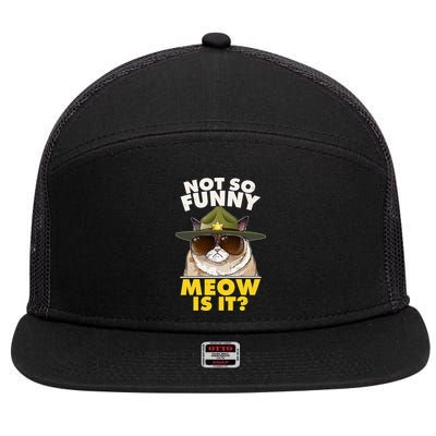 Not So Funny Meow Is It Grumpy Cat Police Trooper 7 Panel Mesh Trucker Snapback Hat