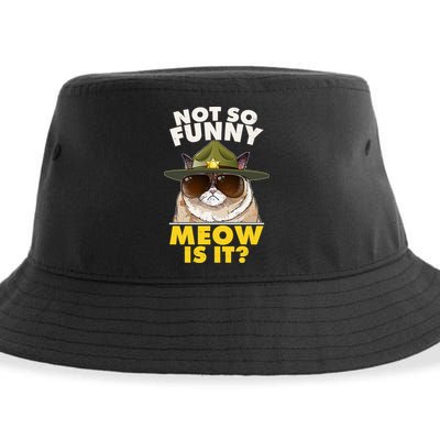 Not So Funny Meow Is It Grumpy Cat Police Trooper Sustainable Bucket Hat