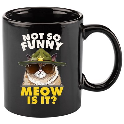Not So Funny Meow Is It Grumpy Cat Police Trooper 11oz C Handle Ceramic Mug