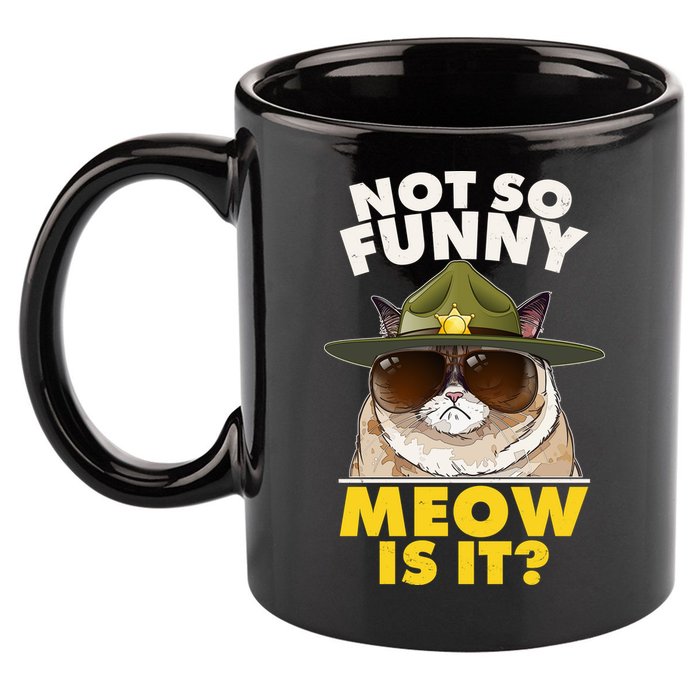 Not So Funny Meow Is It Grumpy Cat Police Trooper 11oz C Handle Ceramic Mug