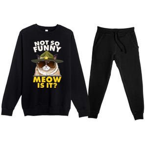 Not So Funny Meow Is It Grumpy Cat Police Trooper Premium Crewneck Sweatsuit Set