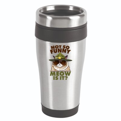Not So Funny Meow Is It Grumpy Cat Police Trooper 16oz Travel Tumbler