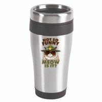 Not So Funny Meow Is It Grumpy Cat Police Trooper 16oz Travel Tumbler