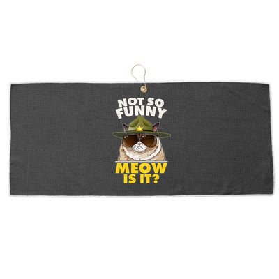 Not So Funny Meow Is It Grumpy Cat Police Trooper Large Microfiber Waffle Golf Towel