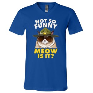 Not So Funny Meow Is It Grumpy Cat Police Trooper V-Neck T-Shirt