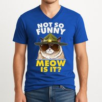 Not So Funny Meow Is It Grumpy Cat Police Trooper V-Neck T-Shirt