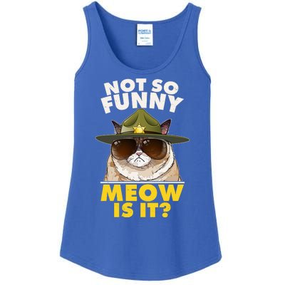 Not So Funny Meow Is It Grumpy Cat Police Trooper Ladies Essential Tank