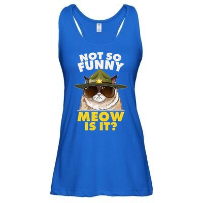 Not So Funny Meow Is It Grumpy Cat Police Trooper Ladies Essential Flowy Tank
