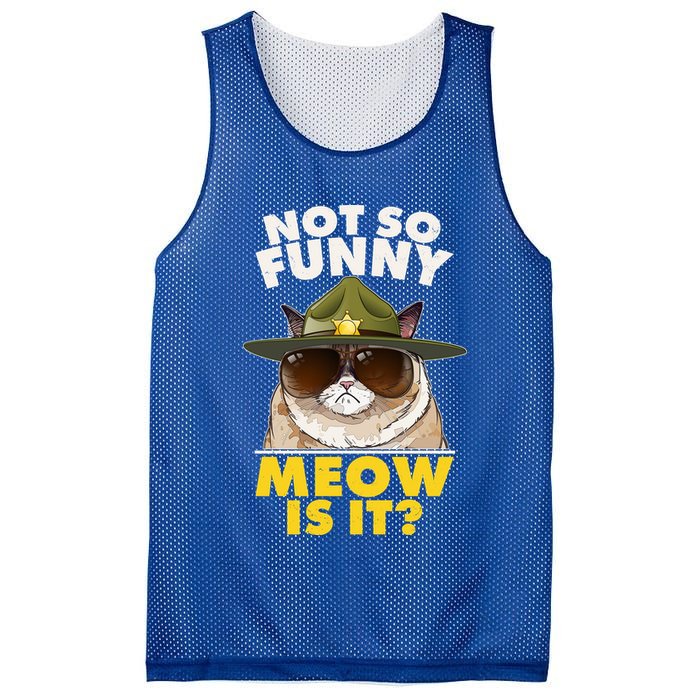 Not So Funny Meow Is It Grumpy Cat Police Trooper Mesh Reversible Basketball Jersey Tank