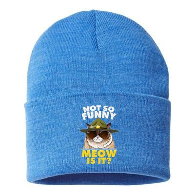 Not So Funny Meow Is It Grumpy Cat Police Trooper Sustainable Knit Beanie