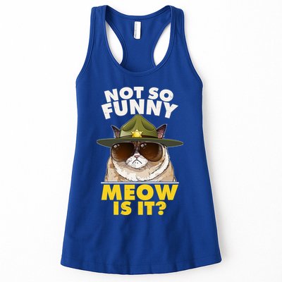 Not So Funny Meow Is It Grumpy Cat Police Trooper Womens Tank Top
