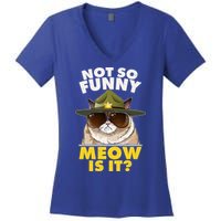 Not So Funny Meow Is It Grumpy Cat Police Trooper Women's V-Neck T-Shirt