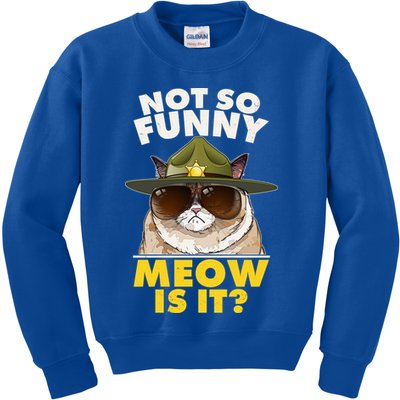 Not So Funny Meow Is It Grumpy Cat Police Trooper Kids Sweatshirt