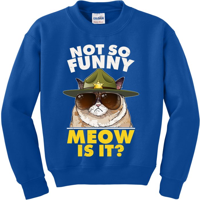 Not So Funny Meow Is It Grumpy Cat Police Trooper Kids Sweatshirt