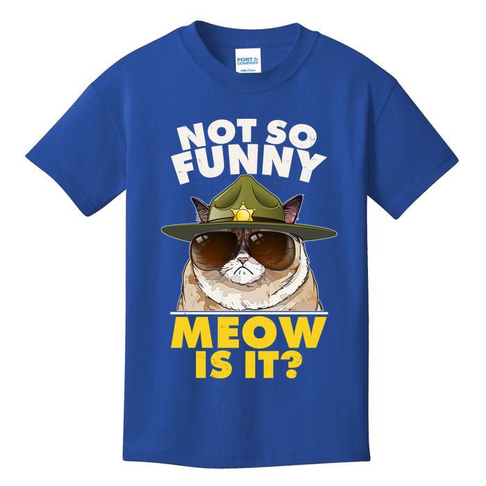 Not So Funny Meow Is It Grumpy Cat Police Trooper Kids T-Shirt