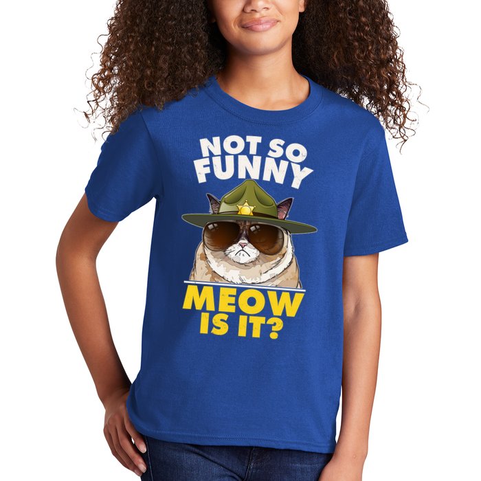 Not So Funny Meow Is It Grumpy Cat Police Trooper Kids T-Shirt
