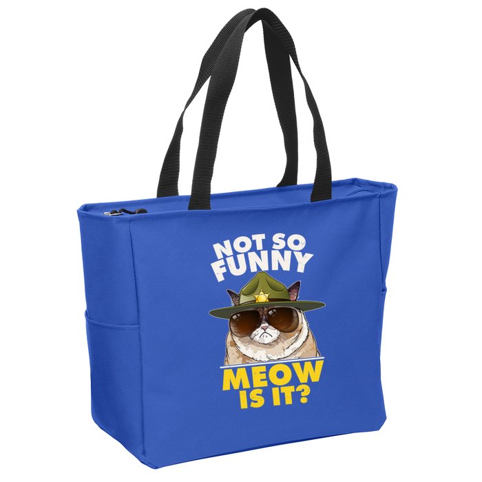 Not So Funny Meow Is It Grumpy Cat Police Trooper Zip Tote Bag