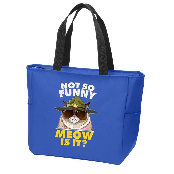 Not So Funny Meow Is It Grumpy Cat Police Trooper Zip Tote Bag