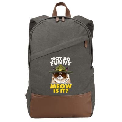 Not So Funny Meow Is It Grumpy Cat Police Trooper Cotton Canvas Backpack