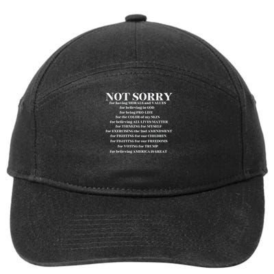Not Sorry for My Beliefs - Conservative Pro-Trump Patriotic 7-Panel Snapback Hat
