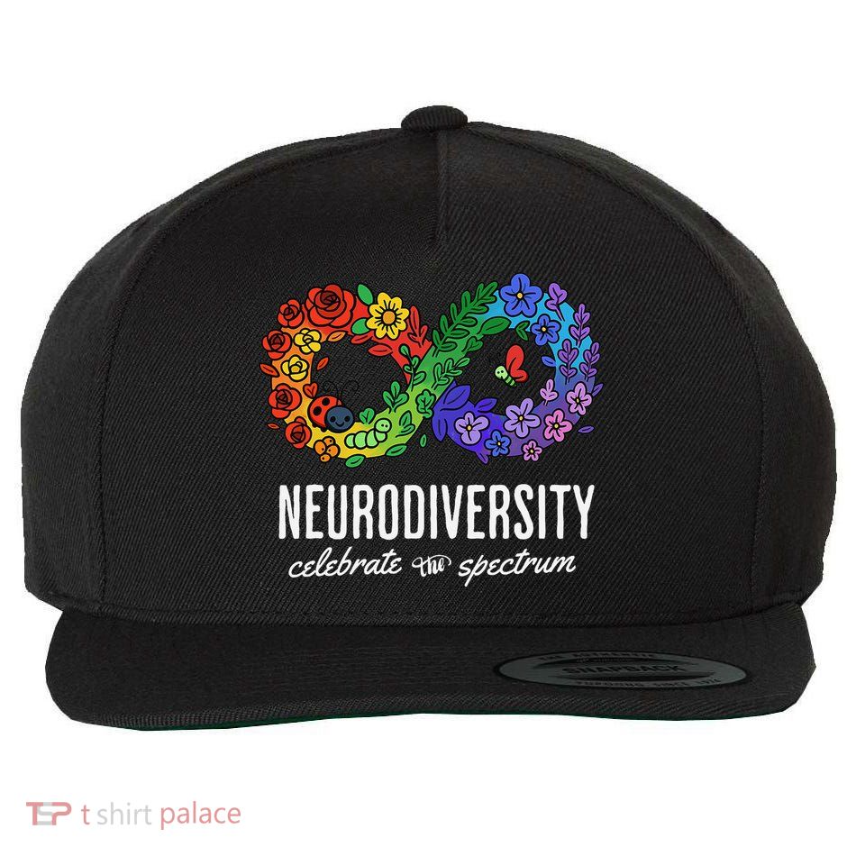Neurodiversity Spectrum Floral Infinity Autism Awareness Wool Snapback Cap