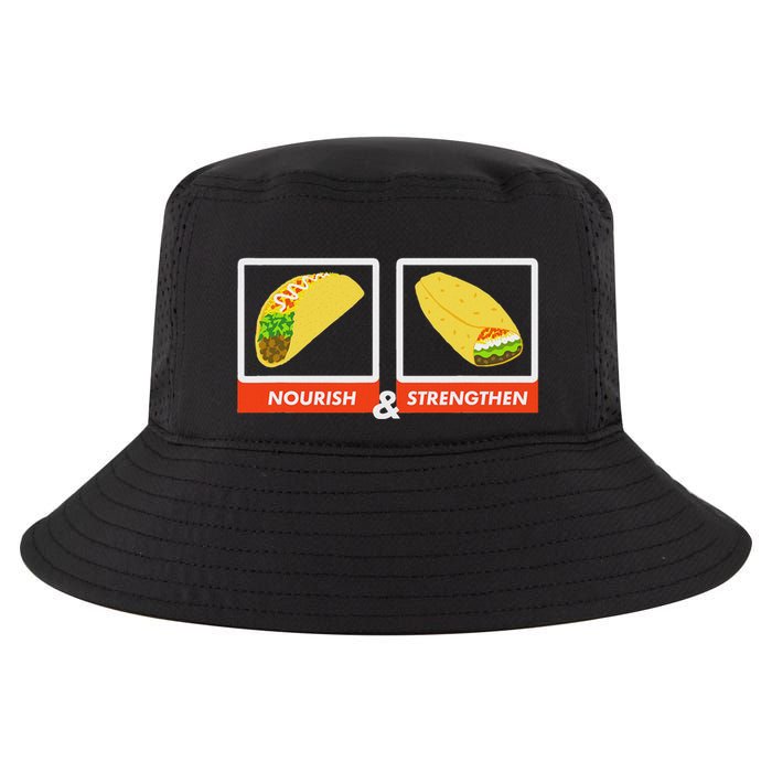 Nourish & Strengthen Funny Lds Taco Burrito Mormon Cool Comfort Performance Bucket Hat