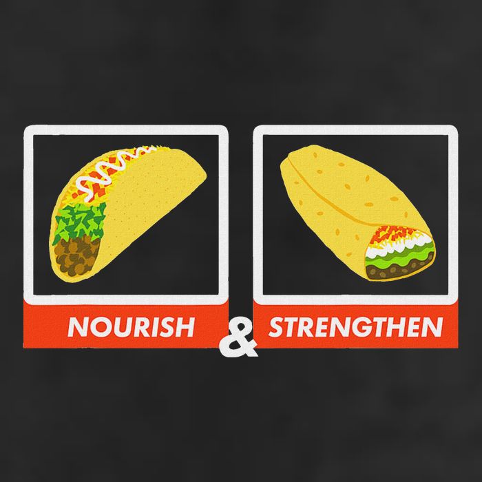 Nourish & Strengthen Funny Lds Taco Burrito Mormon Cool Comfort Performance Bucket Hat