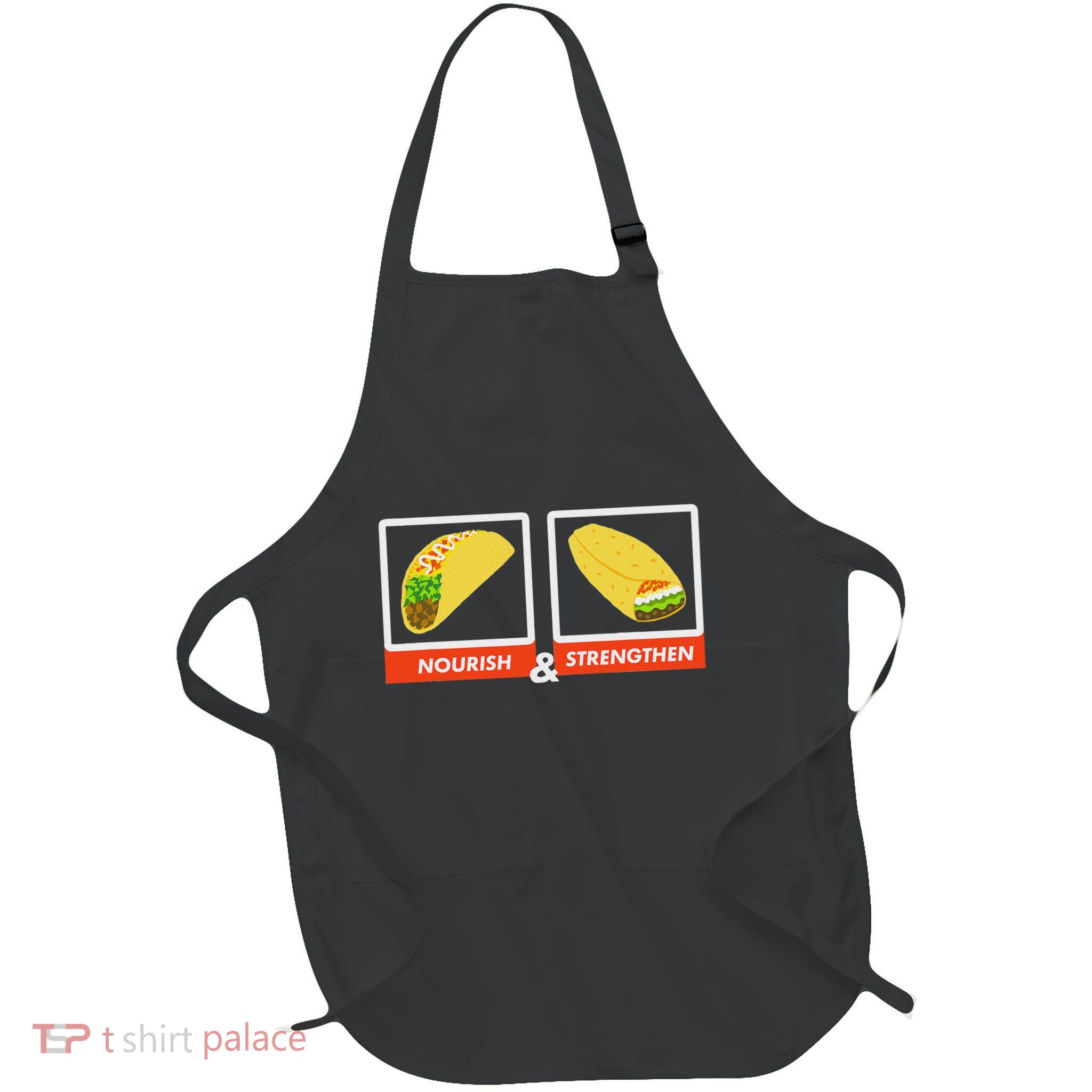 Nourish & Strengthen Funny Lds Taco Burrito Mormon Full-Length Apron With Pockets
