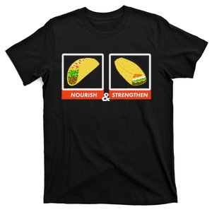 Nourish & Strengthen Funny Lds Taco Burrito Mormon T-Shirt