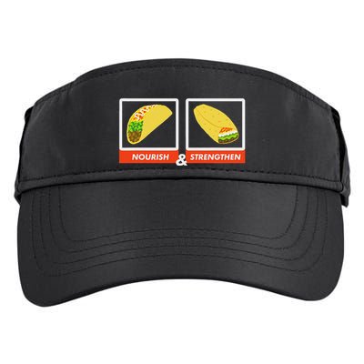 Nourish & Strengthen Funny Lds Taco Burrito Mormon Adult Drive Performance Visor