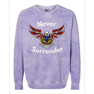 Never Surrender Funny Pro Trump Colorblast Crewneck Sweatshirt