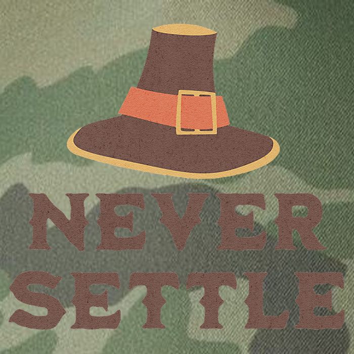 Never Settle Funny Thanksgiving Pilgrim Legacy Tie Dye Trucker Hat