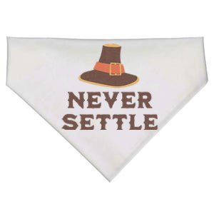 Never Settle Funny Thanksgiving Pilgrim USA-Made Doggie Bandana