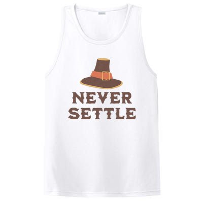 Never Settle Funny Thanksgiving Pilgrim PosiCharge Competitor Tank