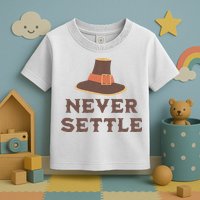 Never Settle Funny Thanksgiving Pilgrim Toddler T-Shirt
