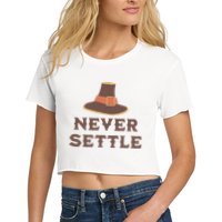 Never Settle Funny Thanksgiving Pilgrim Crop Top