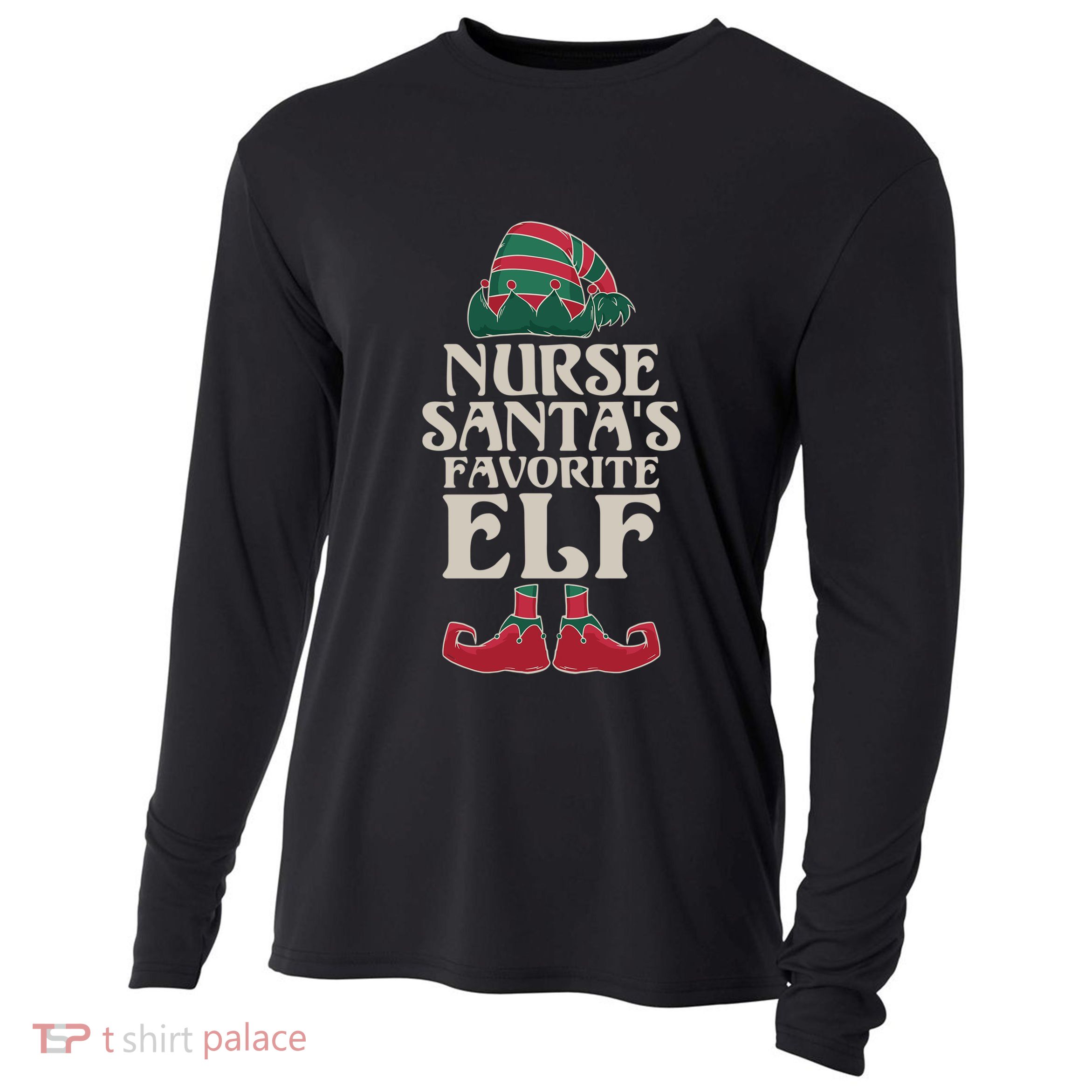Nurse Santas Favorite Elf Work Hospital Nursing Gift Cooling Performance Long Sleeve Crew