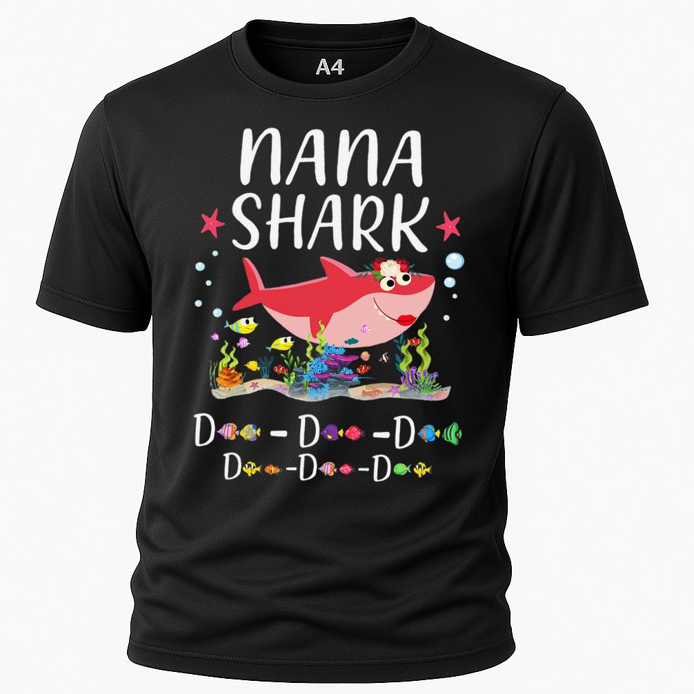 Nana Shark, Funny Mother's Day Floral Gift Cooling Performance Crew T-Shirt