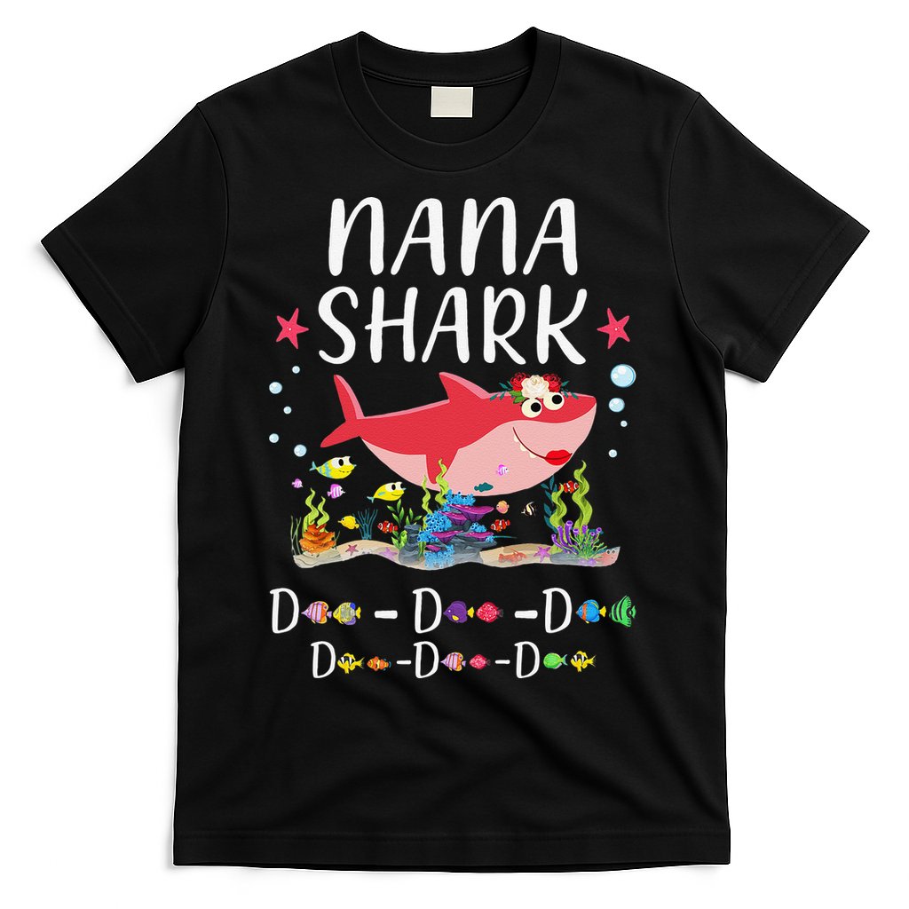Nana Shark, Funny Mother's Day Floral Gift T-Shirt