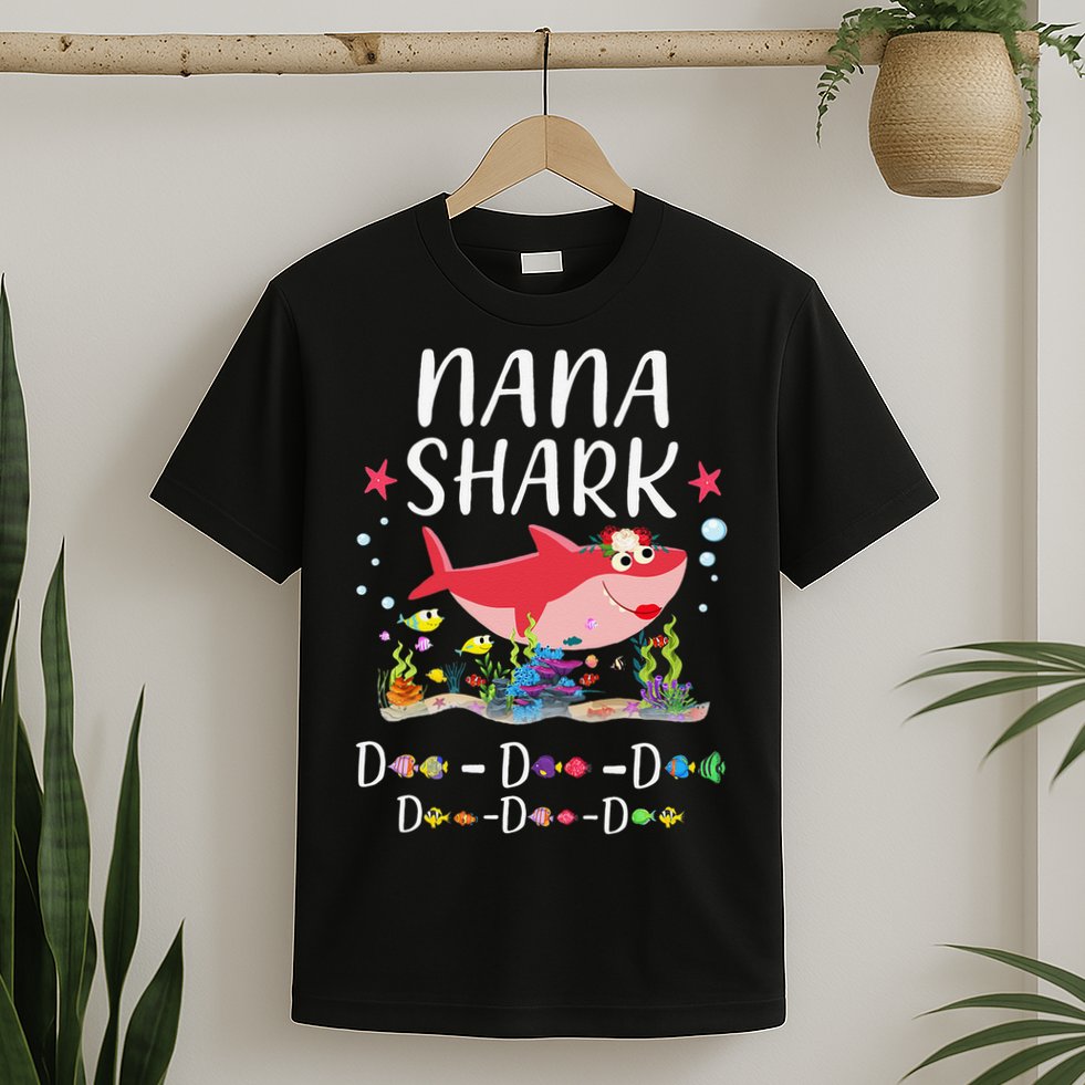 Nana Shark, Funny Mother's Day Floral Gift T-Shirt