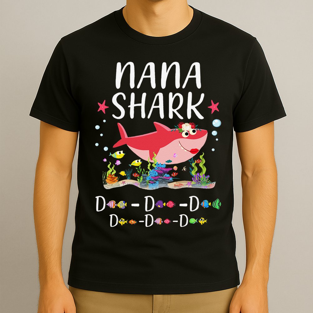 Nana Shark, Funny Mother's Day Floral Gift T-Shirt