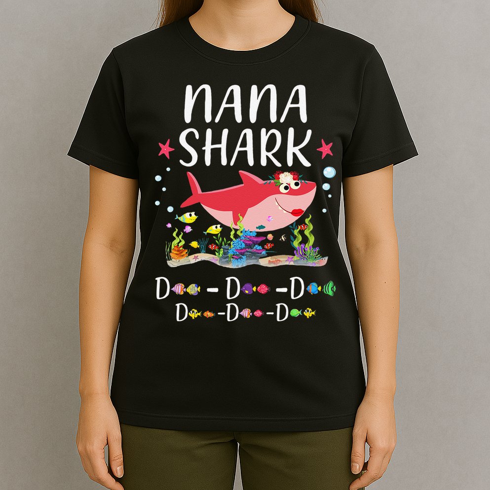 Nana Shark, Funny Mother's Day Floral Gift T-Shirt